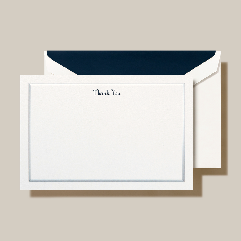 Crane Navy Triple Hairline Framed Thank You Card