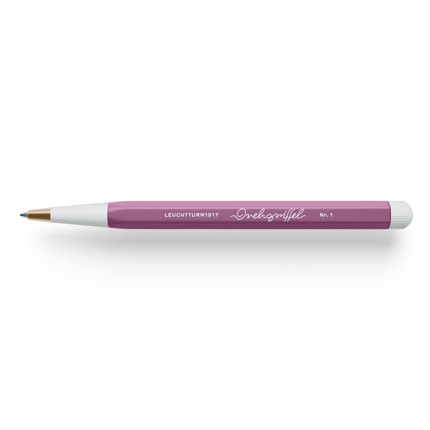 LEUCHTTURM1917 Drehgriffel No.1 Ballpoint Twist Pen, Royal Blue Ink (M), Aluminium Barrel - Dusty Rose Pink
