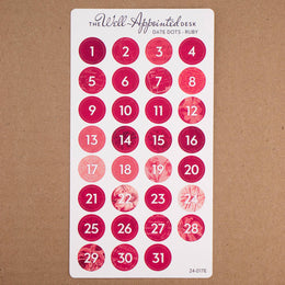Date Dots Sticker Sheet (24-017): Purple