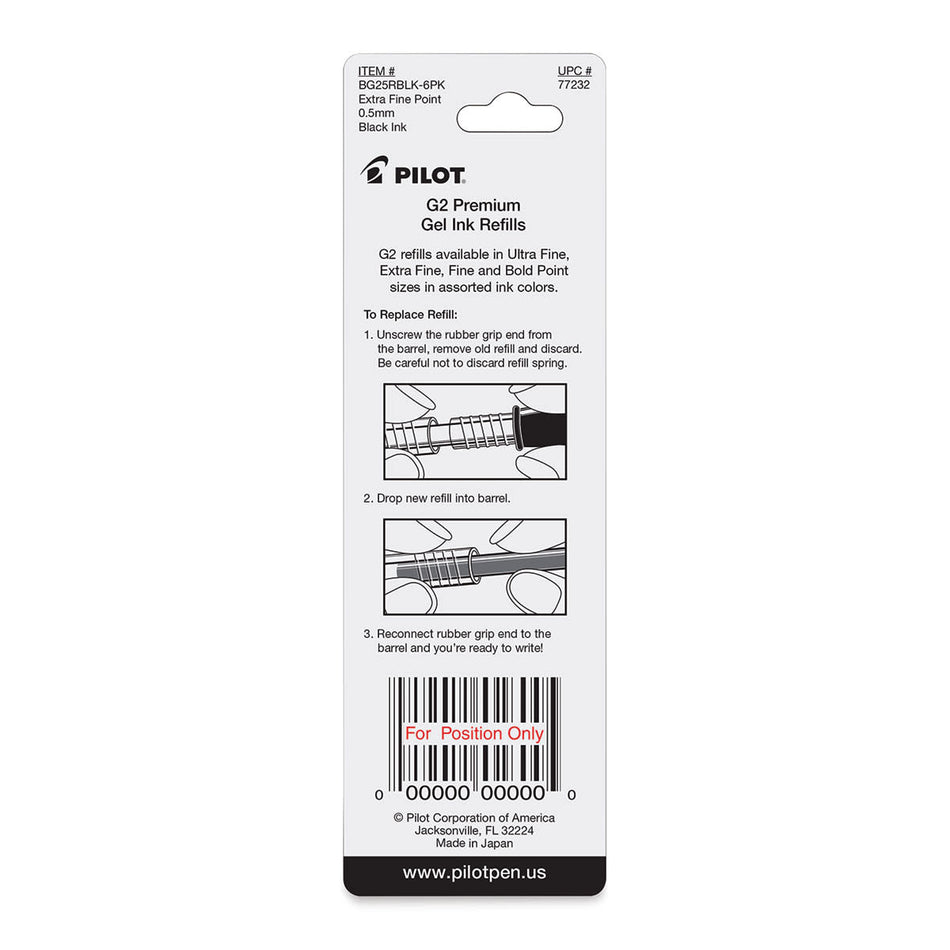 Pilot G2 Gel Refills Blue - Extra Fine (0.5mm)