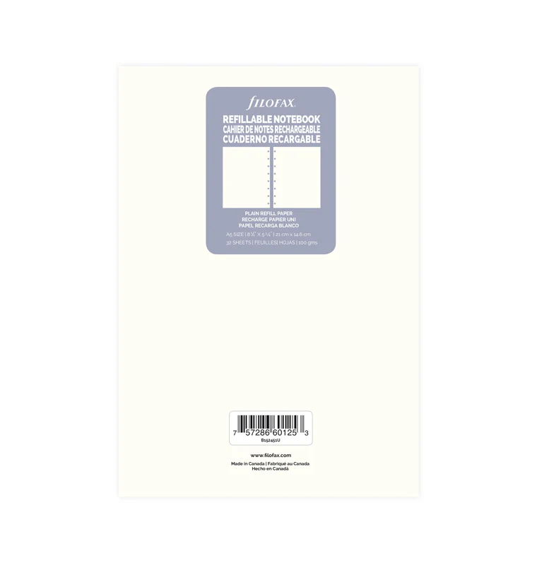 Filofax Notebook Plain Paper Refill - A5