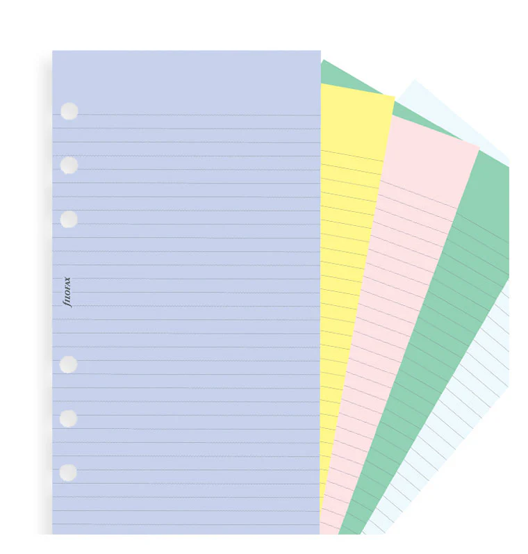 Filofax Assorted Colored Notepaper, Plain And Ruled Value Pack Refill - Personal