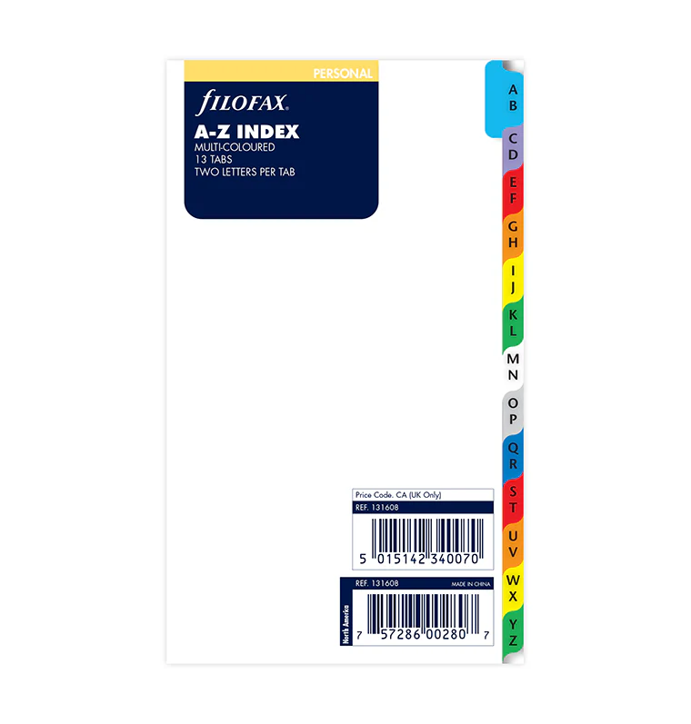 Filofax A-Z Dividers with Colored Tabs - Personal