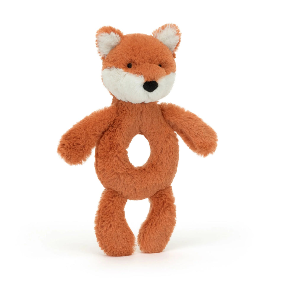 Jellycat Bashful Fox Cub Ring Rattle Baby Plush Toy