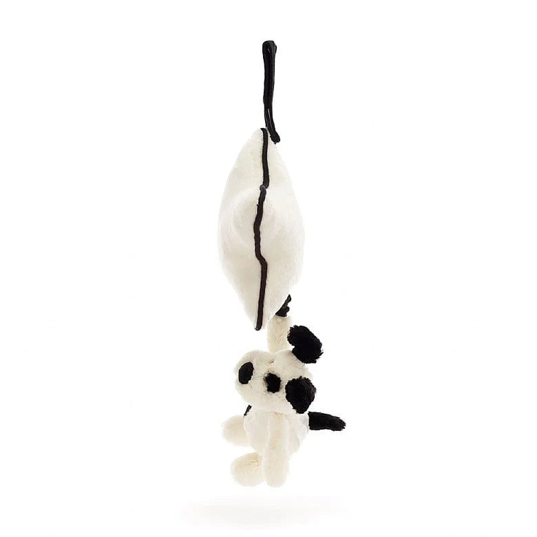 Jellycat Bashful Black & Cream Puppy Musical Pull Baby Toy