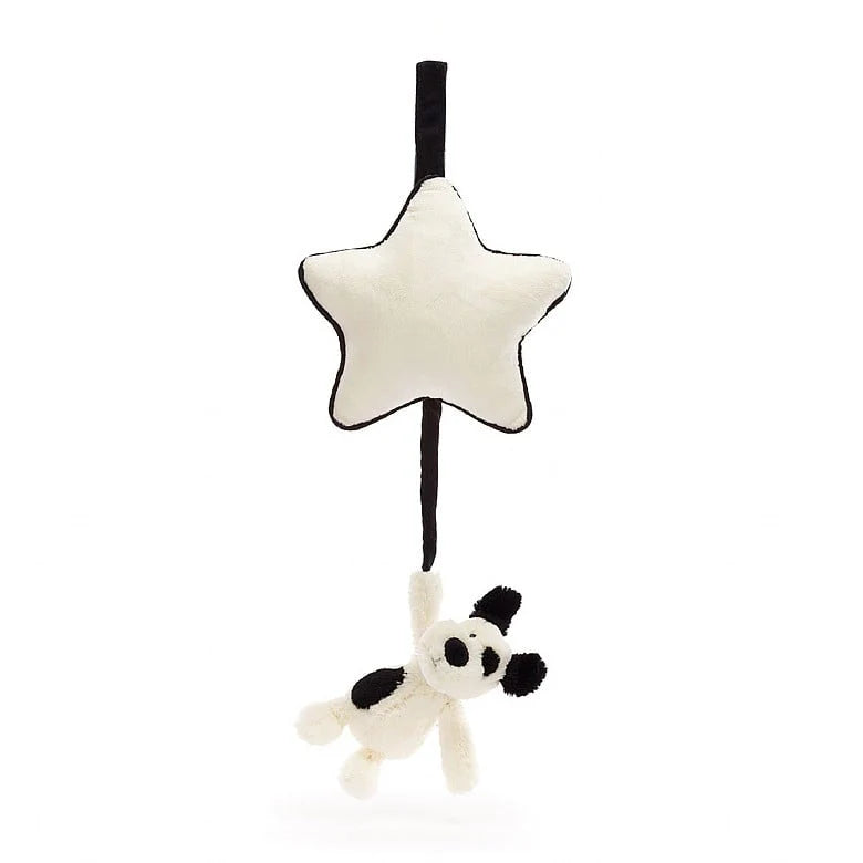 Jellycat Bashful Black & Cream Puppy Musical Pull Baby Toy