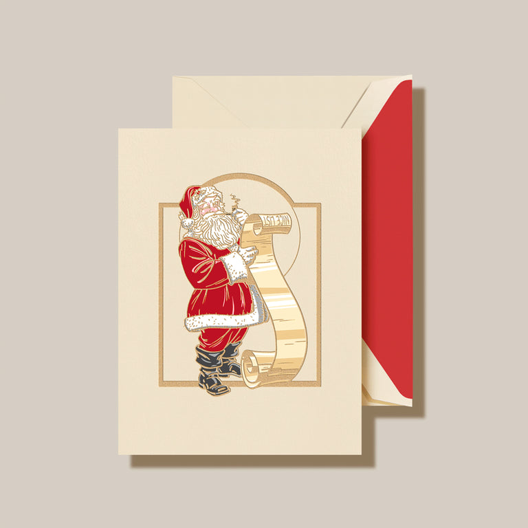 Crane Vintage Santa with List Christmas Greeting Card