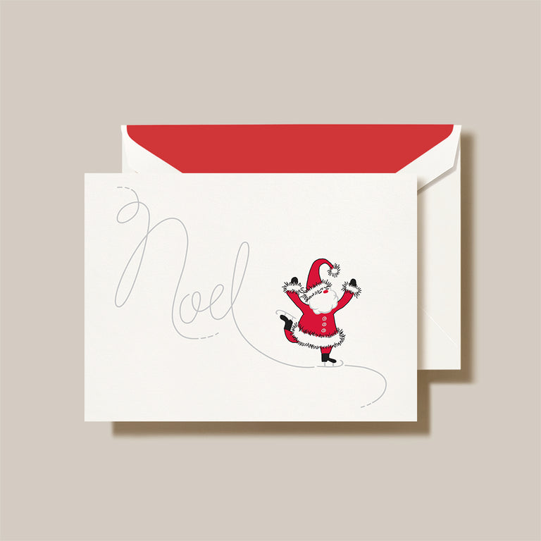 Crane Skating Noel Holiday Greeting Card