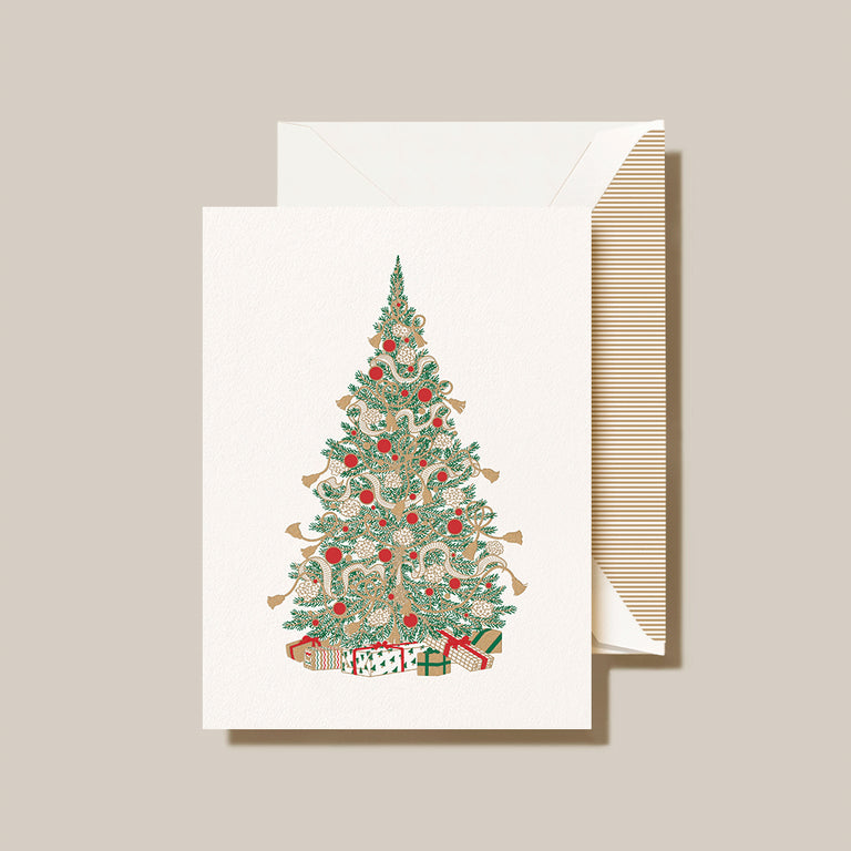 Crane Gold Tassel-Trimmed Tree Holiday Greeting Card