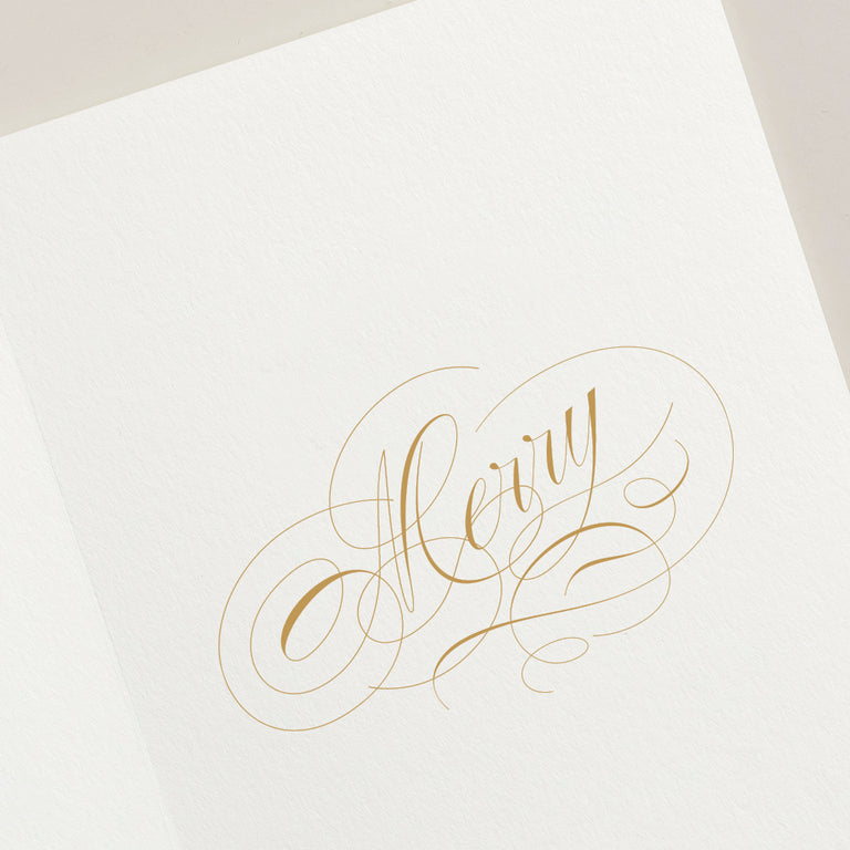 Crane Gold Tassel-Trimmed Tree Holiday Greeting Card