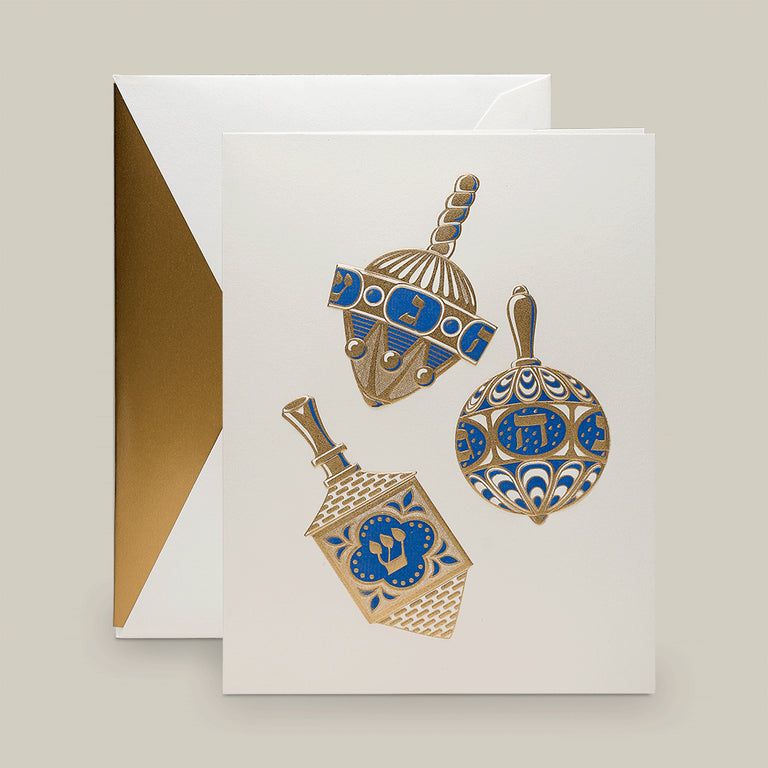 Crane Spinning Dreidels Holiday Greeting Card