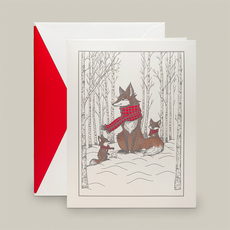 Crane Woodland Fox Holiday Greeting Card