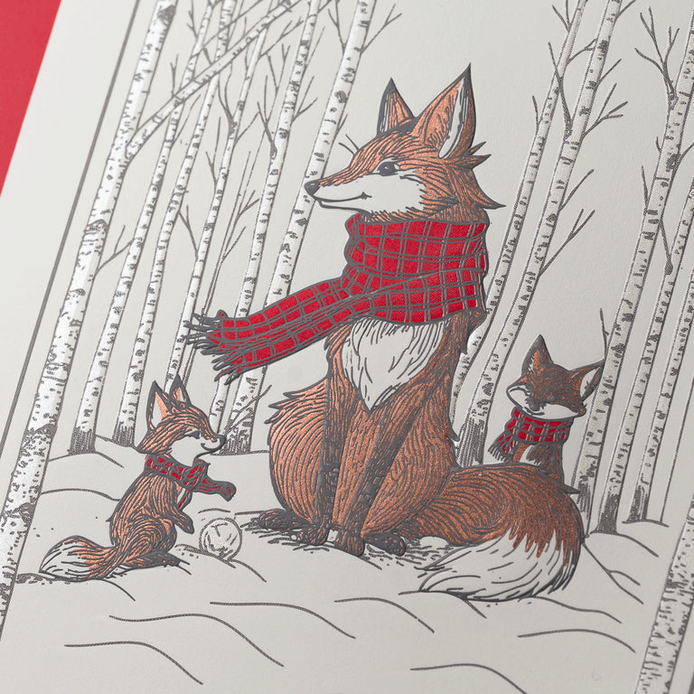 Crane Woodland Fox Holiday Greeting Card