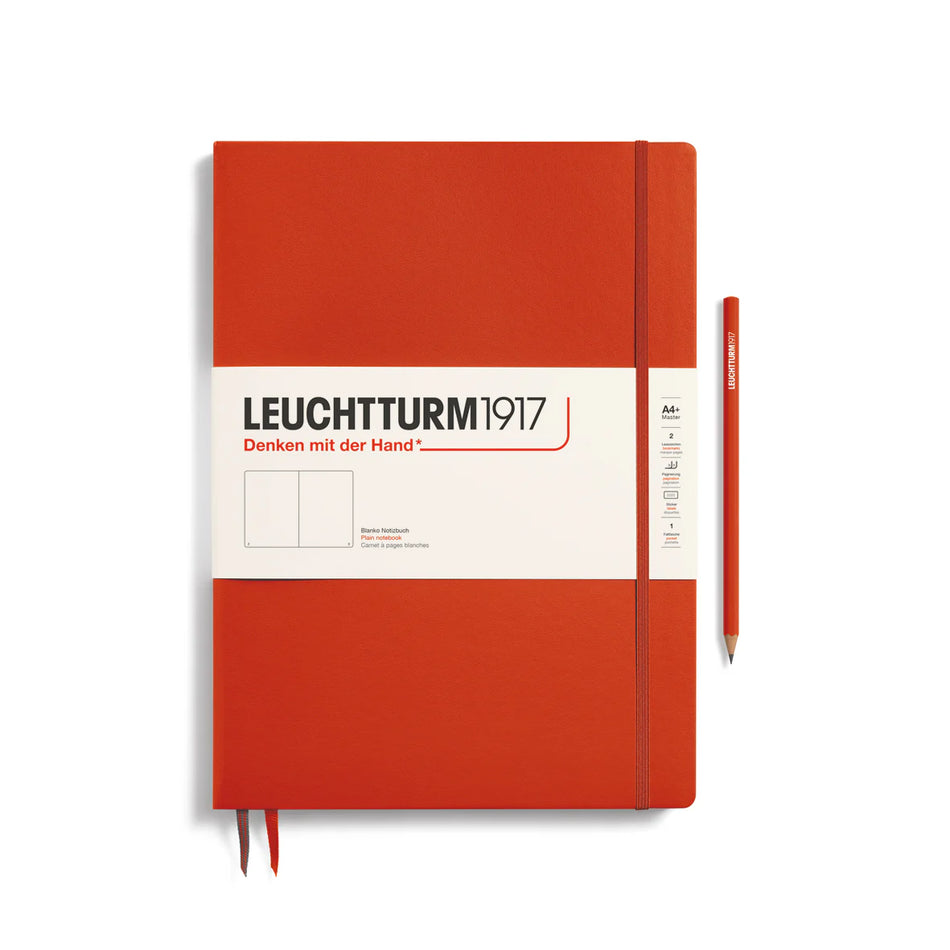 LEUCHTTURM1917 Notebook Hardcover Master Slim (A4+), Blank, 123 pages - Fox Red