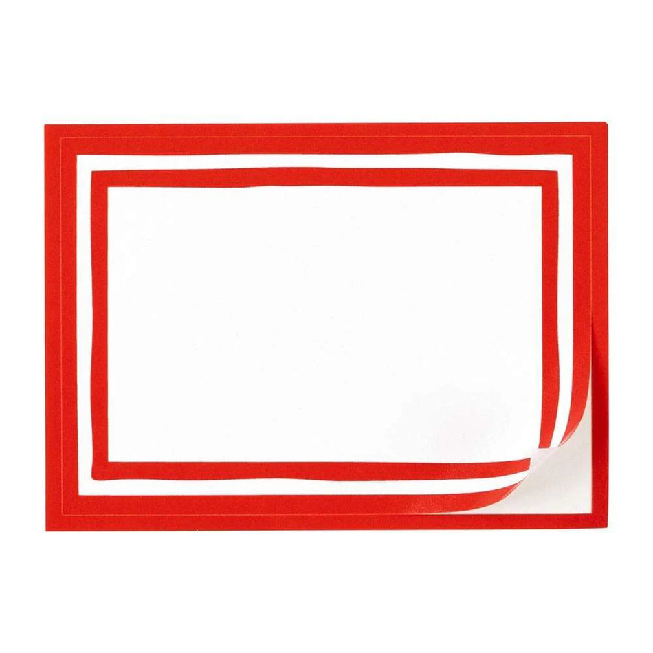 Caspari Border Stripe Self-Adhesive Labels - Red