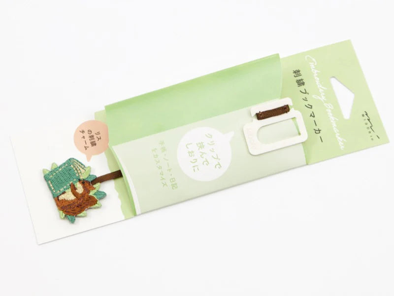 Midori Embroidery Bookmark Clip - Squirrel