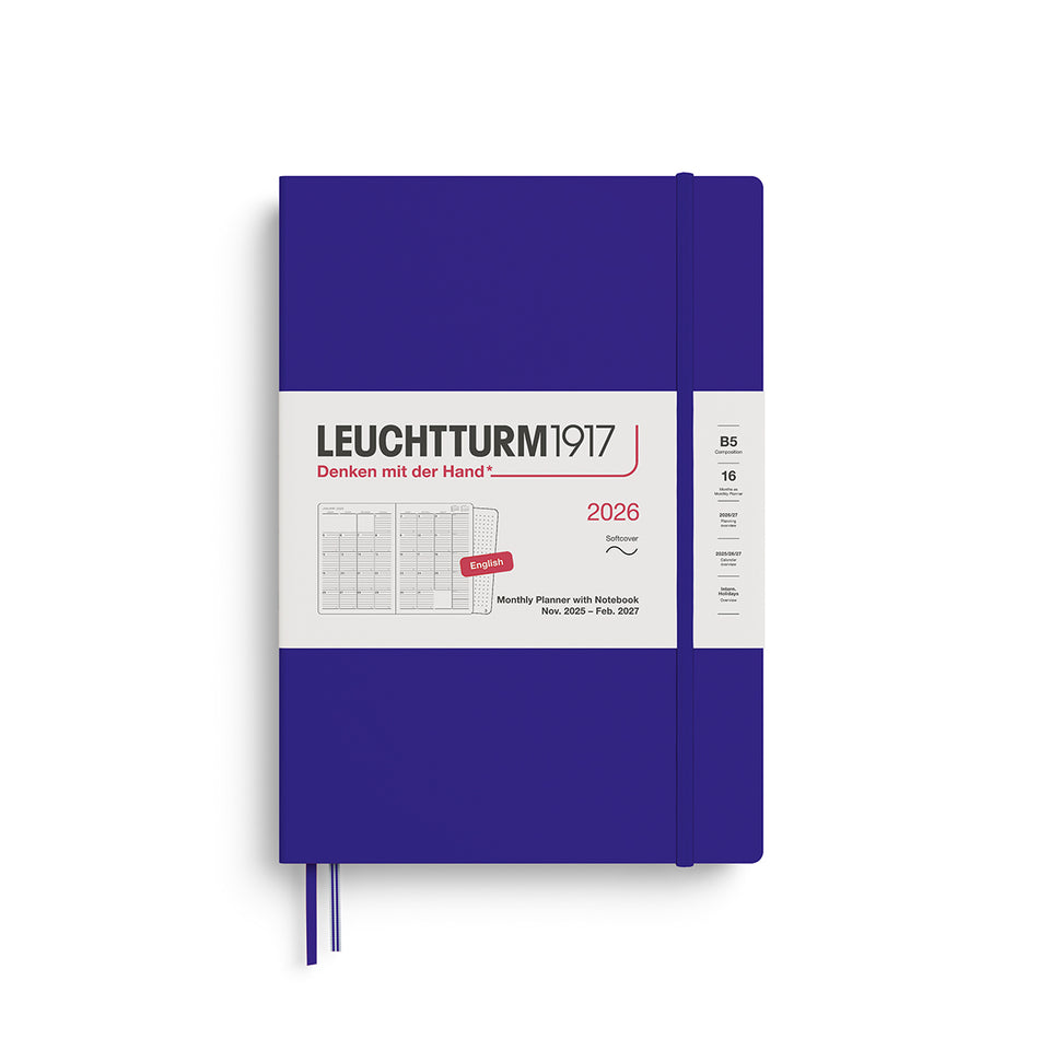 Leuchtturm1917 2026 B5 Softcover Monthly Planner w/ Notebook - Ink