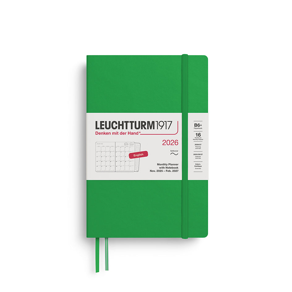 Leuchtturm1917 2026 B6+ Softcover Monthly Planner with Notebook - Spring Leaf