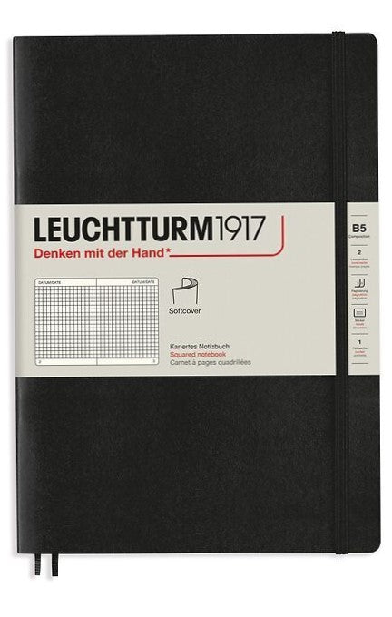 LEUCHTTURM1917 Notebook Composition (B5) squared, softcover, 121 numbered pages- Black