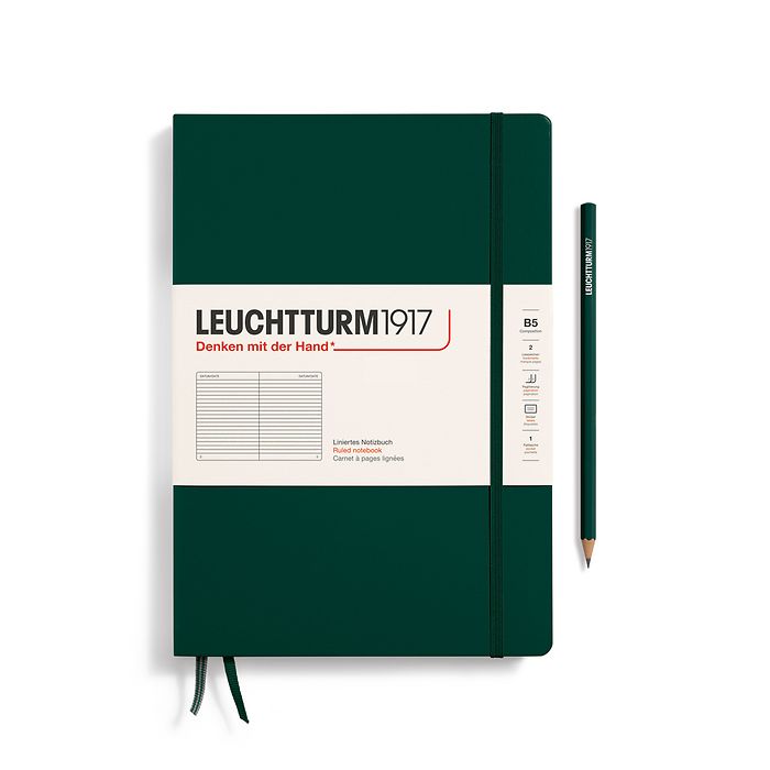 LEUCHTTURM1917 Notebook Hardcover Composition (B5), Ruled, 219 pages - Forest Green