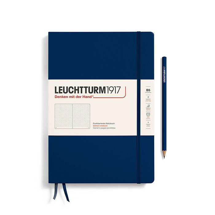 LEUCHTTURM1917 Notebook Hardcover composition (B5), 219 Numbered pages, Dotted - Navy Blue
