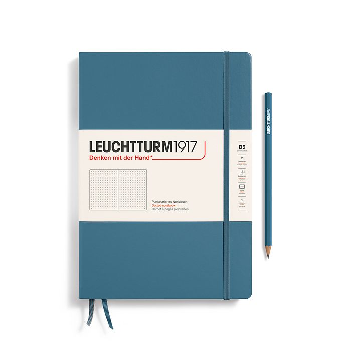 LEUCHTTURM1917 Notebook Hardcover composition (B5), 219 Numbered pages, Dotted, Stone Blue