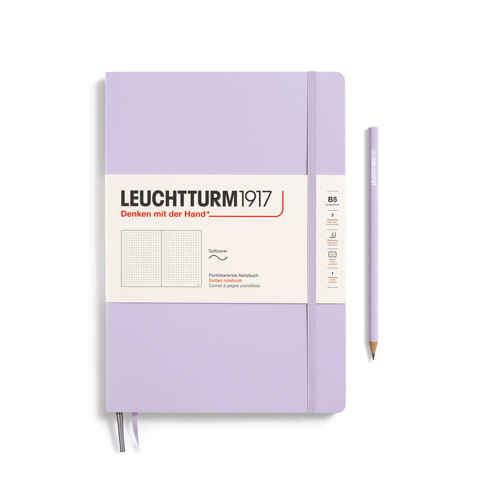 LEUCHTTURM1917 Notebook Composition (B5), Softcover, 123 numbered pages, Dotted - Lilac Purple