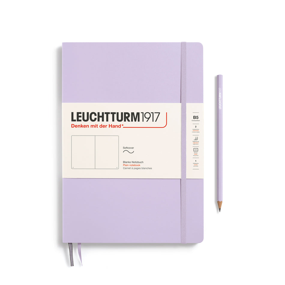 LEUCHTTURM1917 Notebook Composition (B5), Softcover, 123 numbered pages, Plain - Lilac Purple