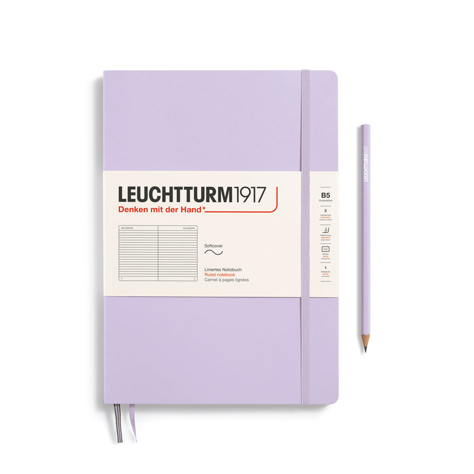 LEUCHTTURM1917 Notebook Composition (B5), Softcover, 123 numbered pages, Lined - Lilac Purple