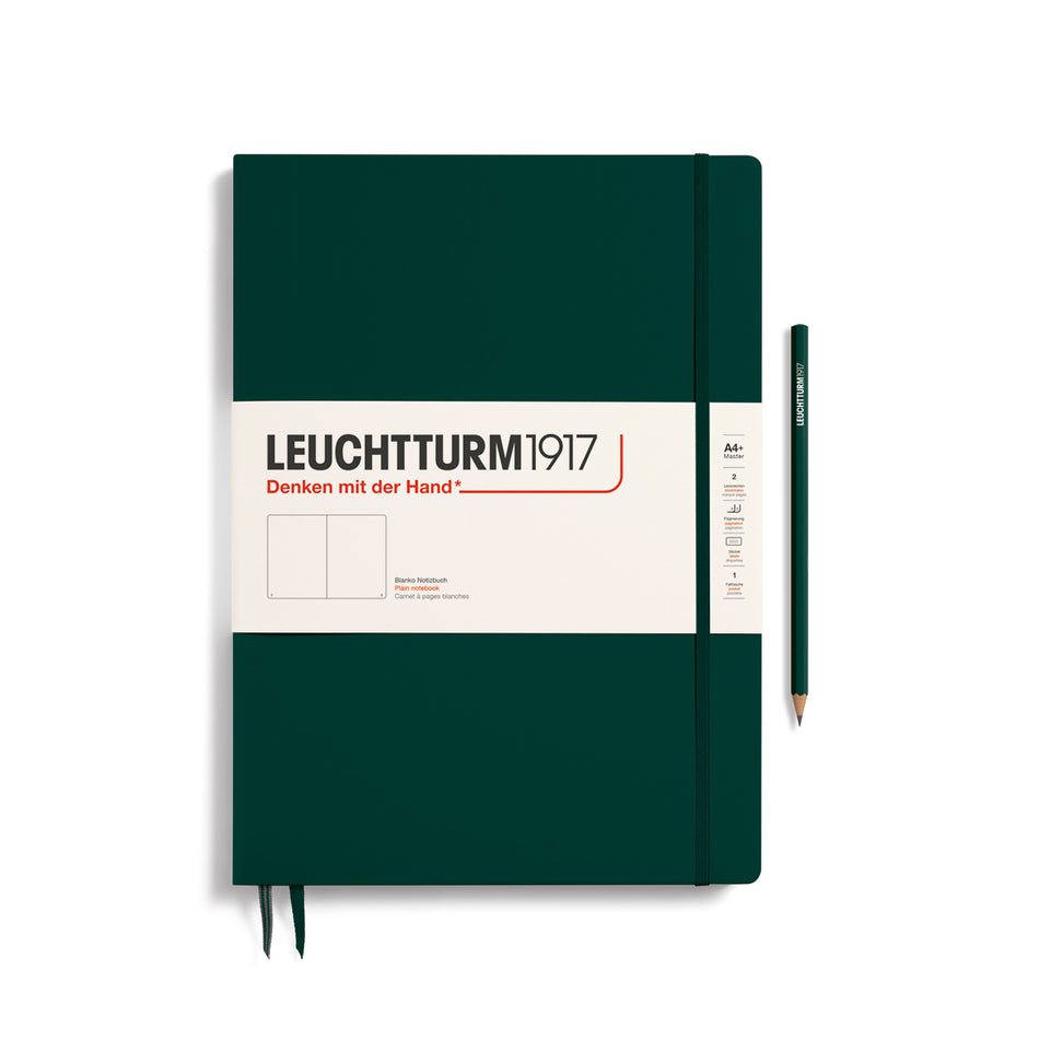 LEUCHTTURM1917 Notebook Hardcover Master Slim (A4+), Plain, 123 pages - Forest Green