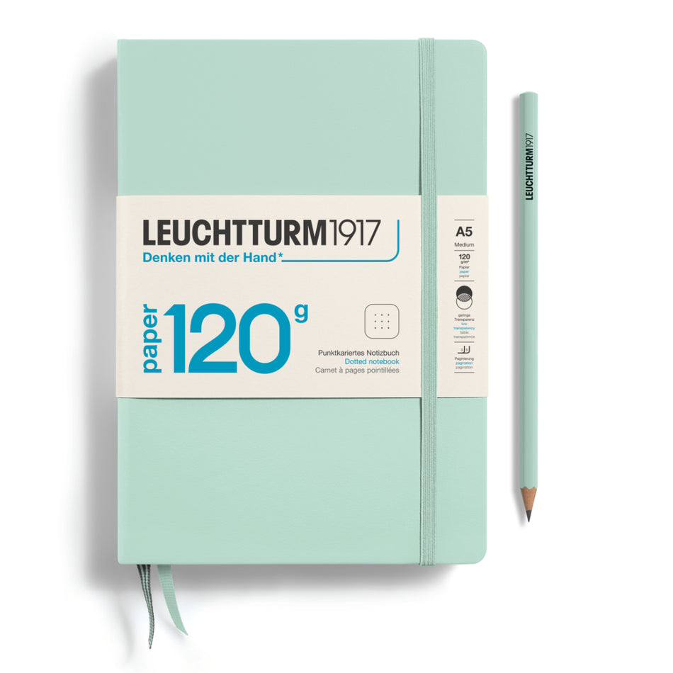 LEUCHTTURM1917 Notebook Hardcover Medium (A5), 120g Edition, Dotted, 203 pages - Mint Green