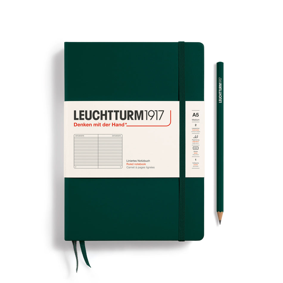 LEUCHTTURM1917 Notebook Hardcover Medium (A5), 251 pages, Ruled - Forest Green