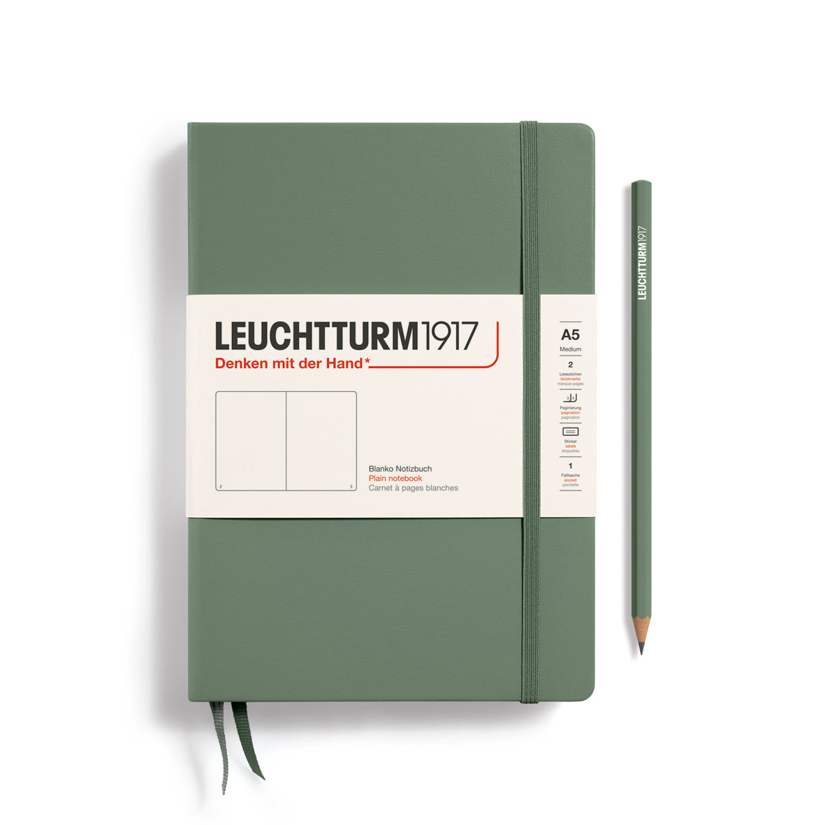 LEUCHTTURM1917 HC Notebook, Medium (A5), 251 p., Plain - Olive Green