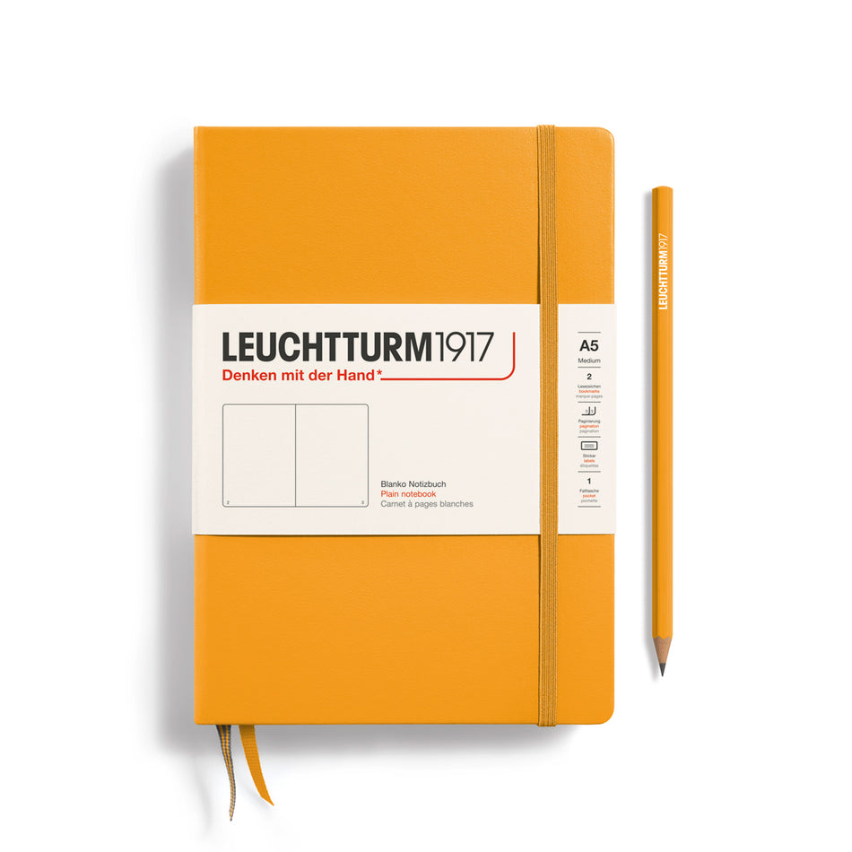 LEUCHTTURM1917 Notebook Medium (A5), Hardcover, 251 numbered pages, plain - Rising Sun