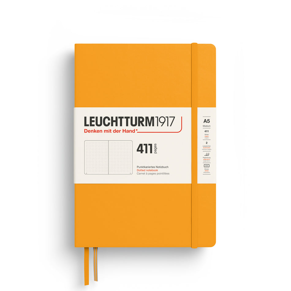 LEUCHTTURM1917 Notebook Medium (A5) Hardcover, 411 Numbered Pages, Dotted - Rising Sun