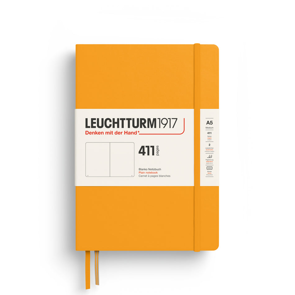 LEUCHTTURM1917 Notebook Medium (A5) Hardcover, 411 Numbered pages, Plain - Rising Sun