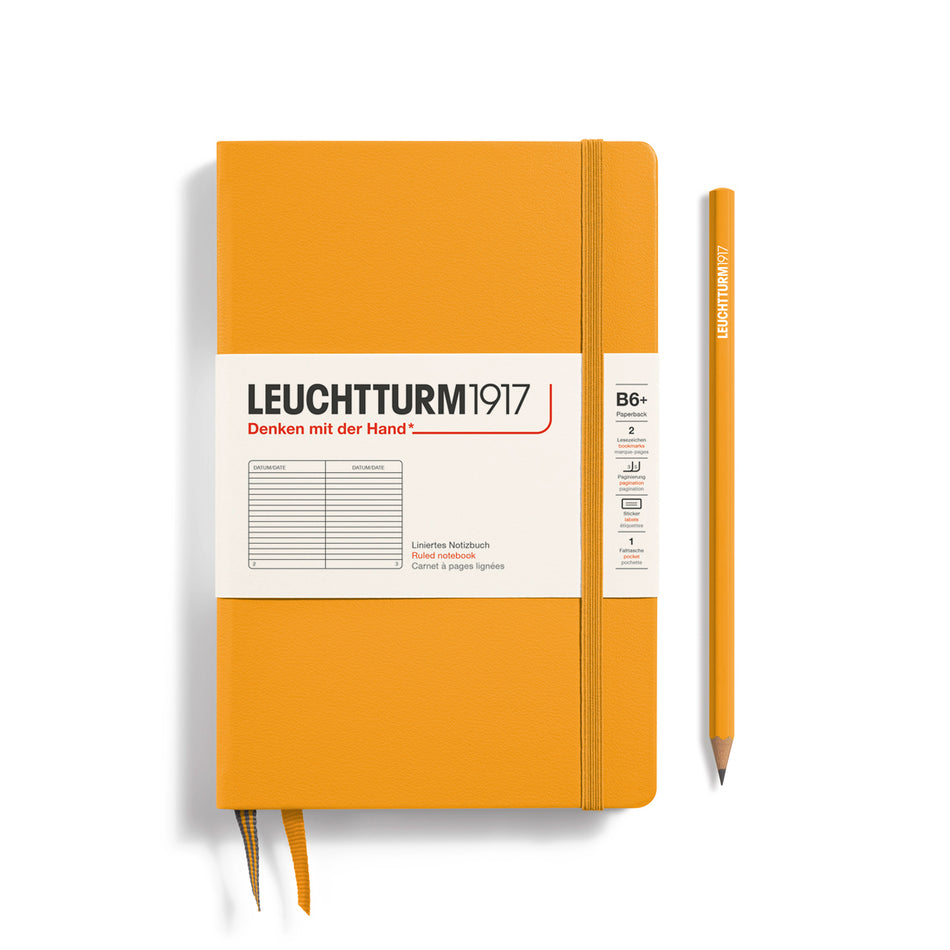 LEUCHTTURM1917 Notebook Hardcover Paperback (B6+), Ruled, 123 pages - Rising Sun