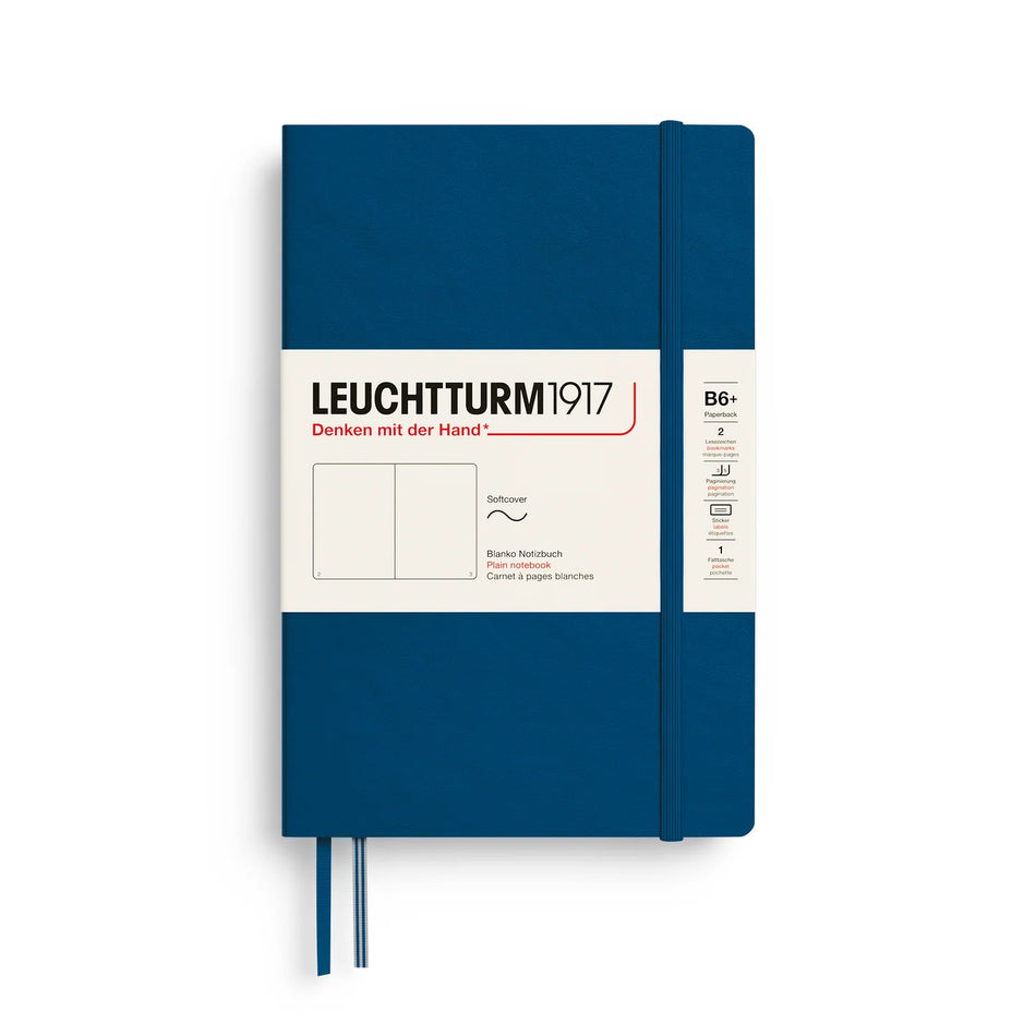 LEUCHTTURM1917 Notebook SC Paperback (B6+), 123 pages, Plain - Indigo