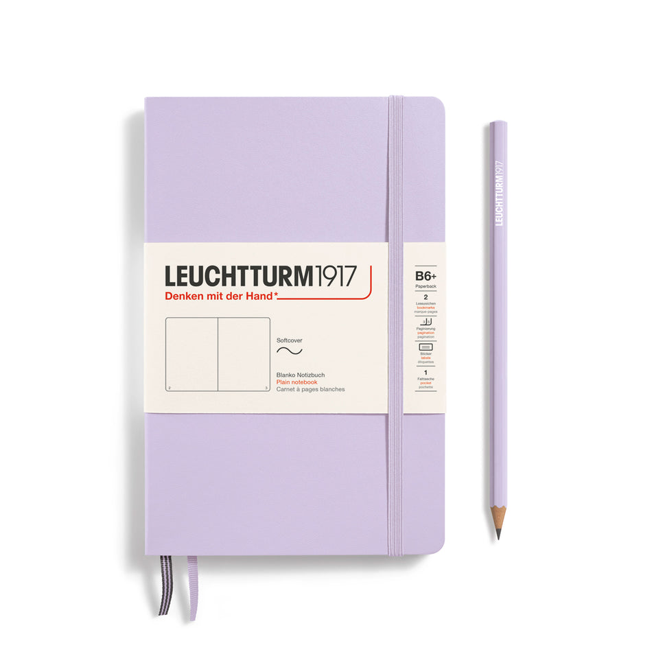 LEUCHTTURM1917 Notebook paperback (B6+), Softcover, 123 numbered pages, Plain - Lilac Purple