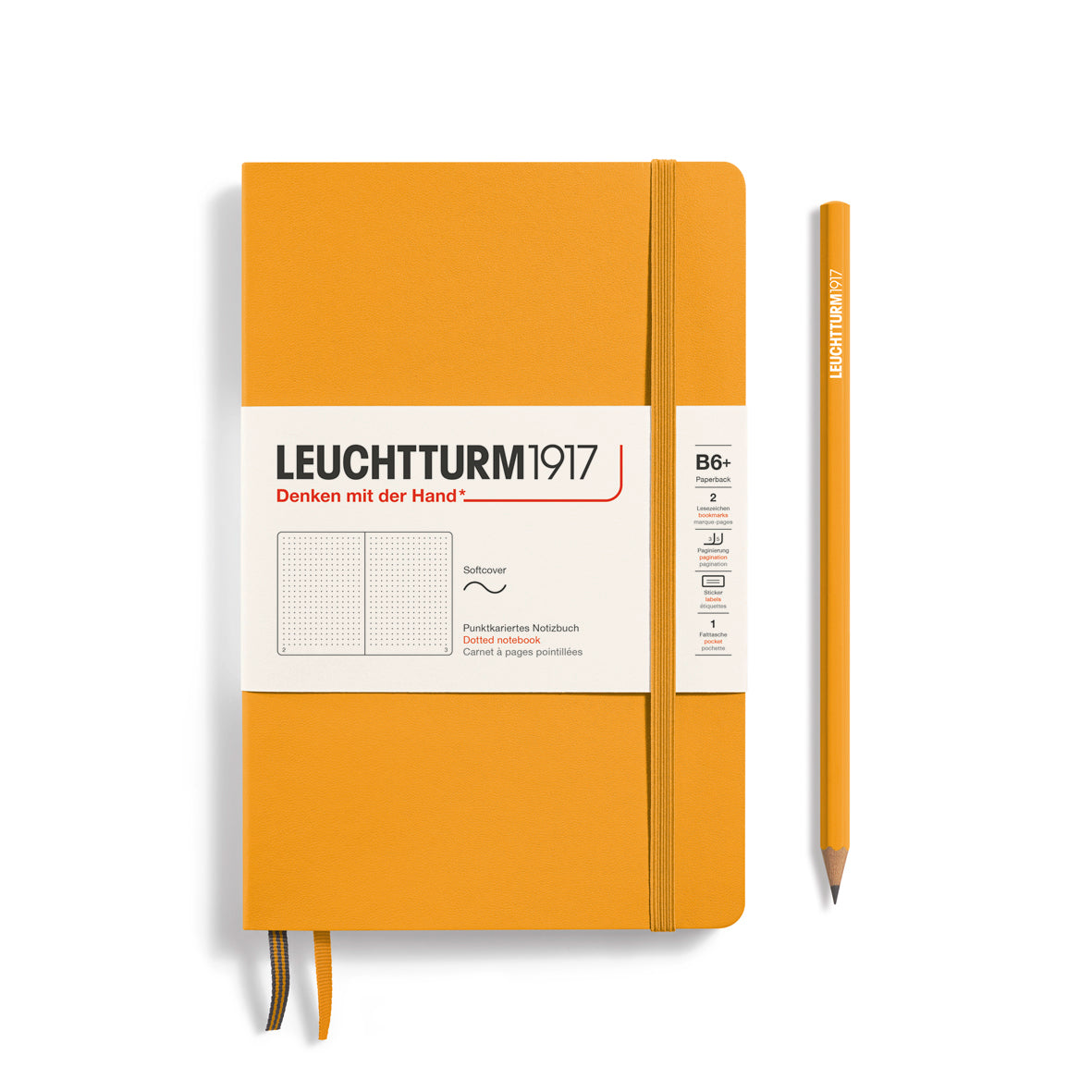 LEUCHTTURM1917 Notebook Paperback (B6+) Dotted, Softcover, 123 Numbered Pages - Rising Sun