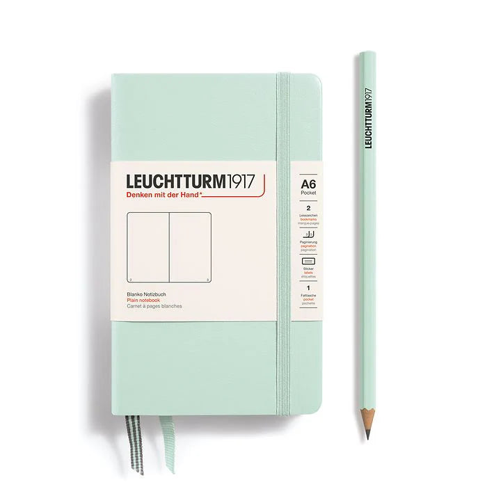 LEUCHTTURM1917 Pocket Hardcover Notebook (A6), 187 p., plain - Mint Green