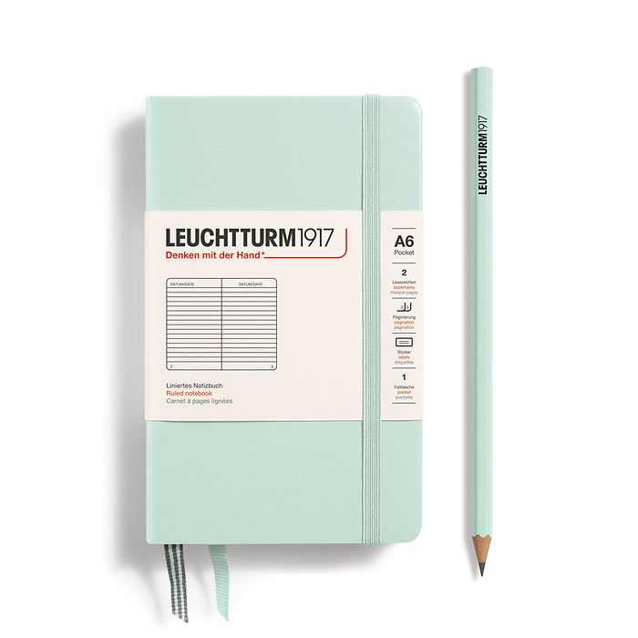 LEUCHTTURM1917 Hardcover Pocket Notebook (A6), 187 p., ruled - Mint Green