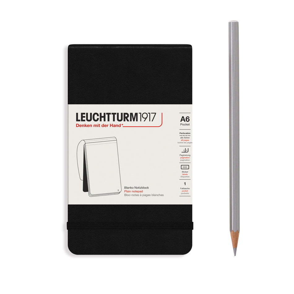 LEUCHTTURM1917 Reporter Notepad Pocket plain (A6), 184 p. - Black