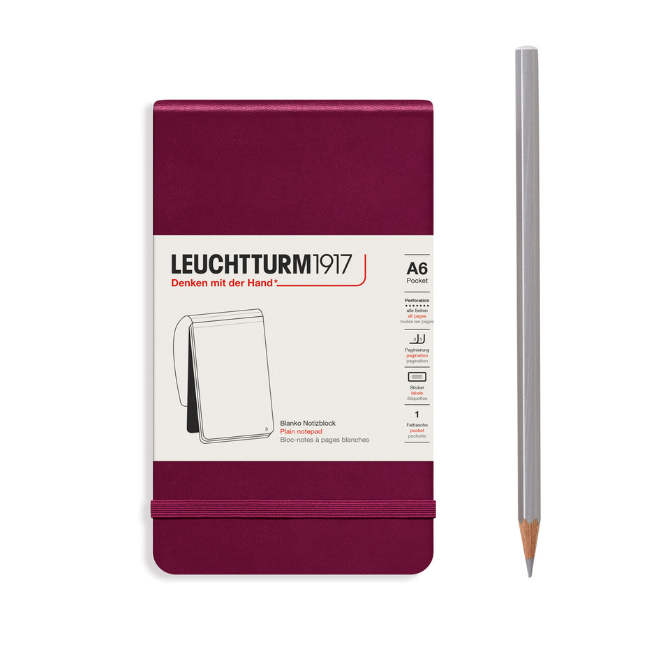 LEUCHTTURM1917 Notepad (A6), 184 p., plain - Port Red