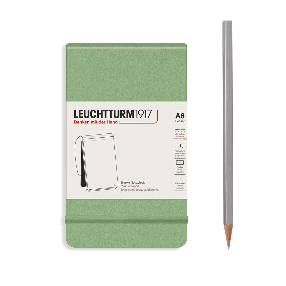 LEUCHTTURM1917 Pocket (A6) Notepad, 184 p., plain - Sage Green