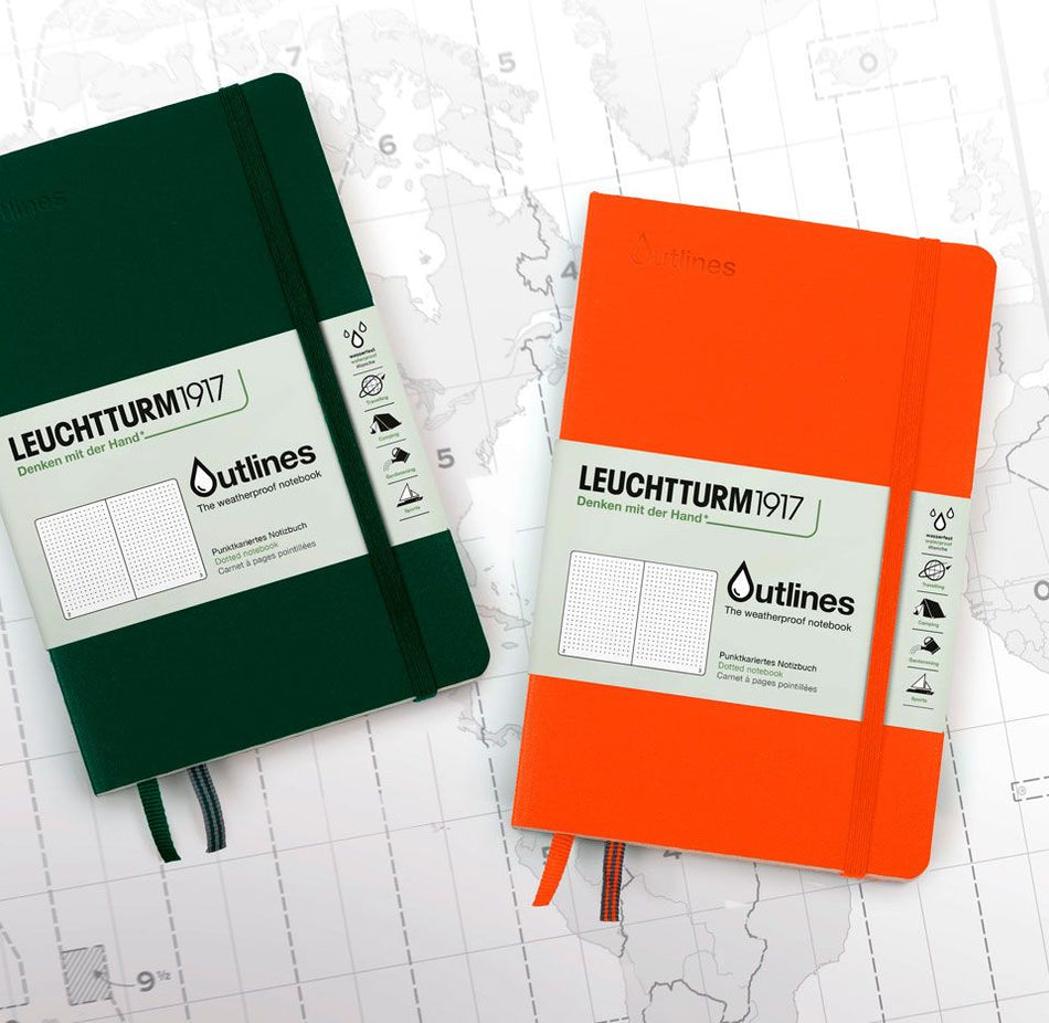 LEUCHTTURM1917 Outlines Notebook Weather-Proof Flexcover (B6+), 89 pages, Dotted - Navy Blue