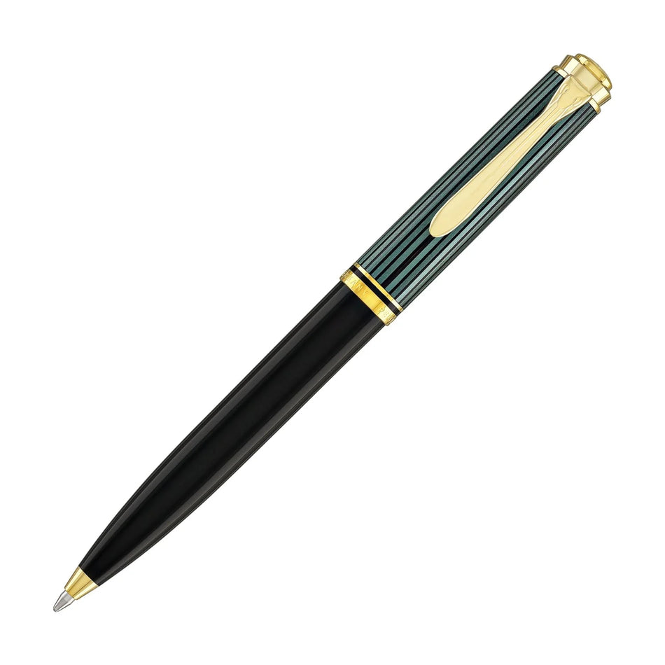 Pelikan Souverän k 600 Ballpoint - Black/Green with Gold Accents