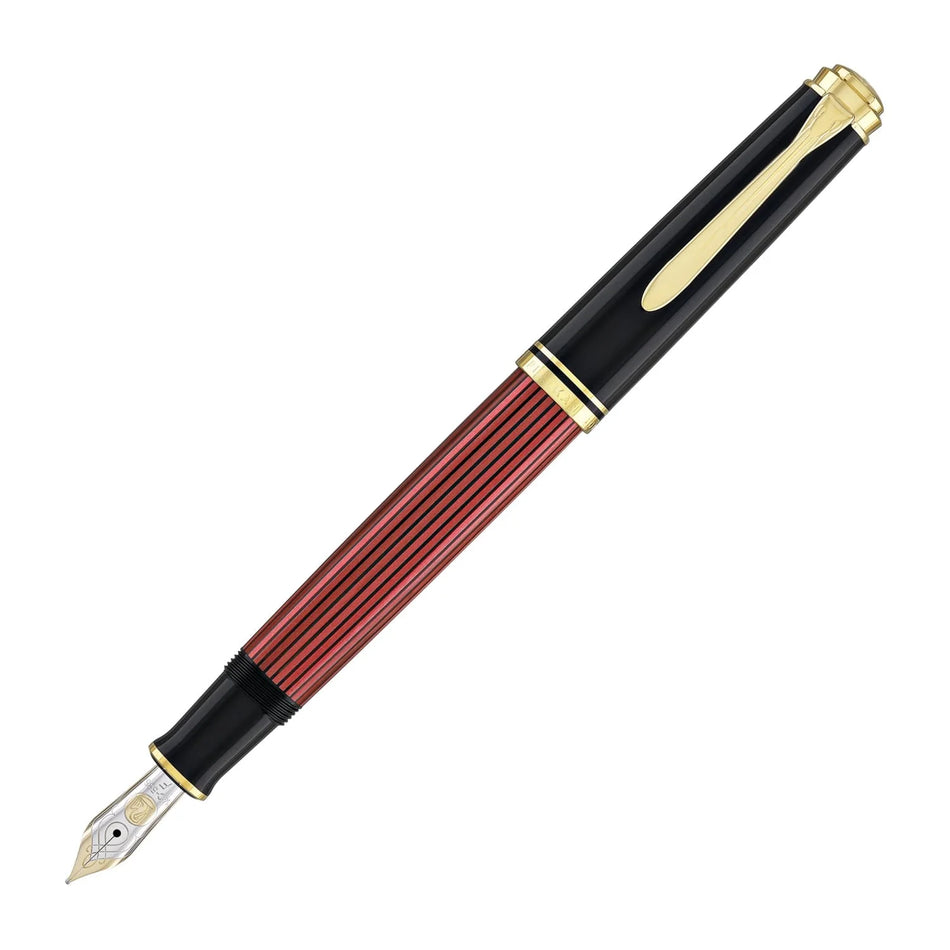 Pelikan Souverän M 600 Fountain Pen - Black/Red with Gold Accents
