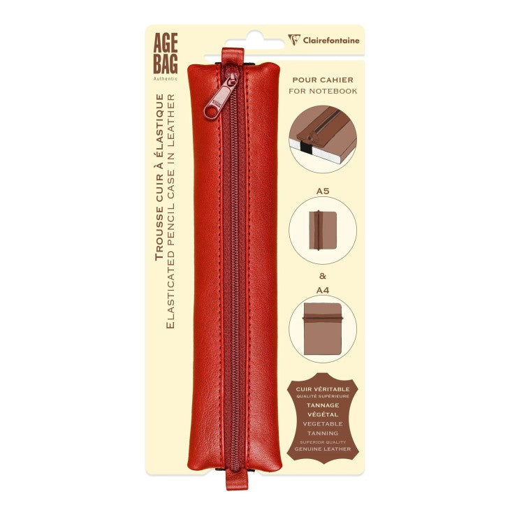 Clairefontaine Leather Pencil Case - Rouge