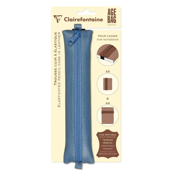 Clairefontaine Leather Pencil Case - Bleu